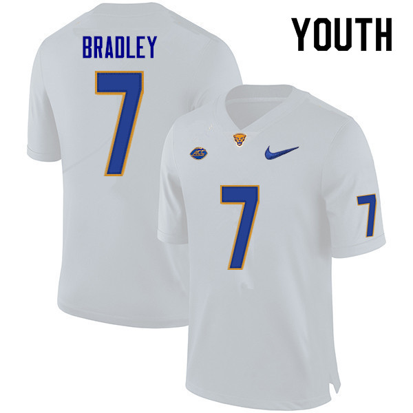 Youth #7 Jaden Bradley Pitt Panthers College Football Jerseys Sale-White